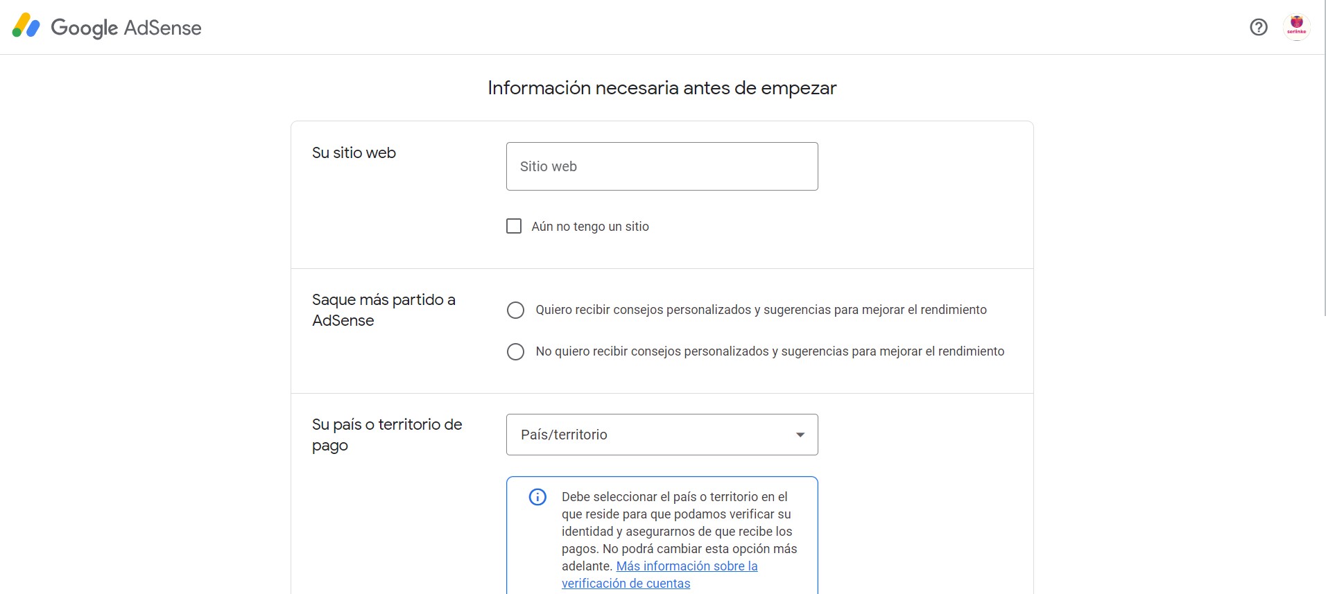 Formulario adSense